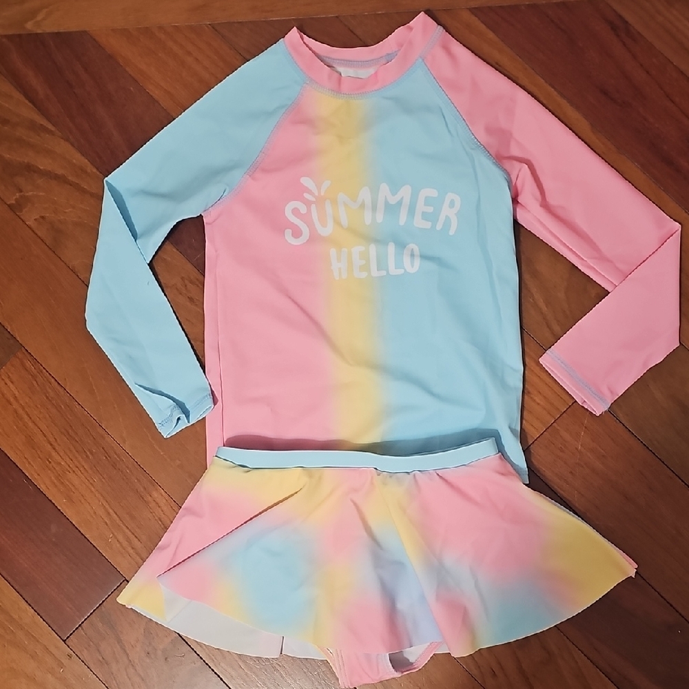 Kids Rashguard Swim Set - Pink and Blue Size 6